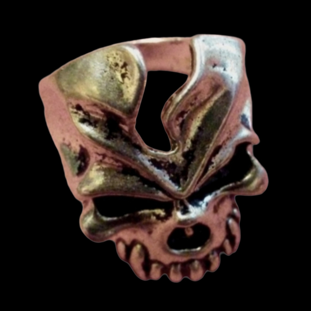 Cracked Skull Ring Heavy Metal Silver Fangs Teeth Goth Biker 3D Broken Skulls 10